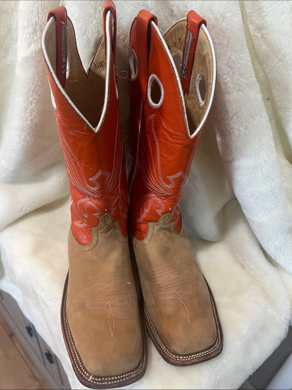 Anderson Bean Orange & Tan Western Cowboy Boots